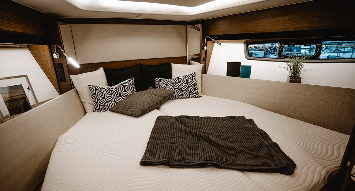 Elegant interior of the BAVARIA SR41 sailing yacht.