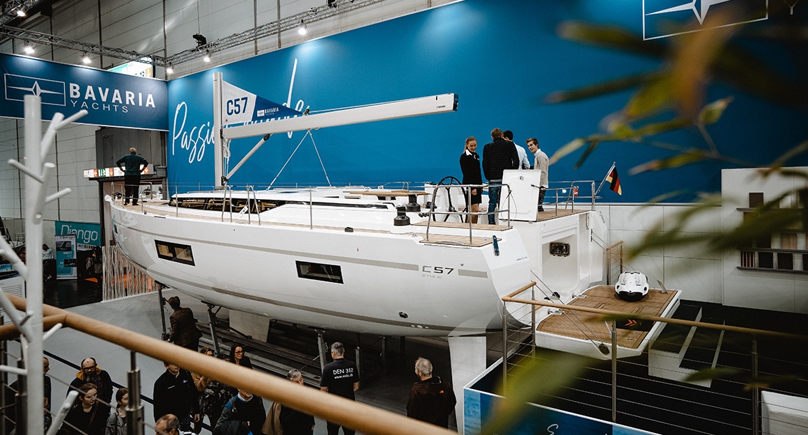 The BAVARIA C57 on display in the exhibition hall.