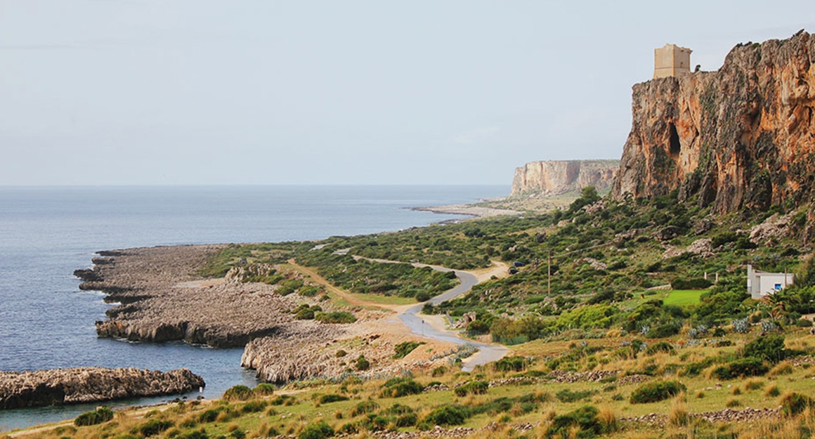 View of the Lo Zingaro nature reserve: a Mediterranean coastline.